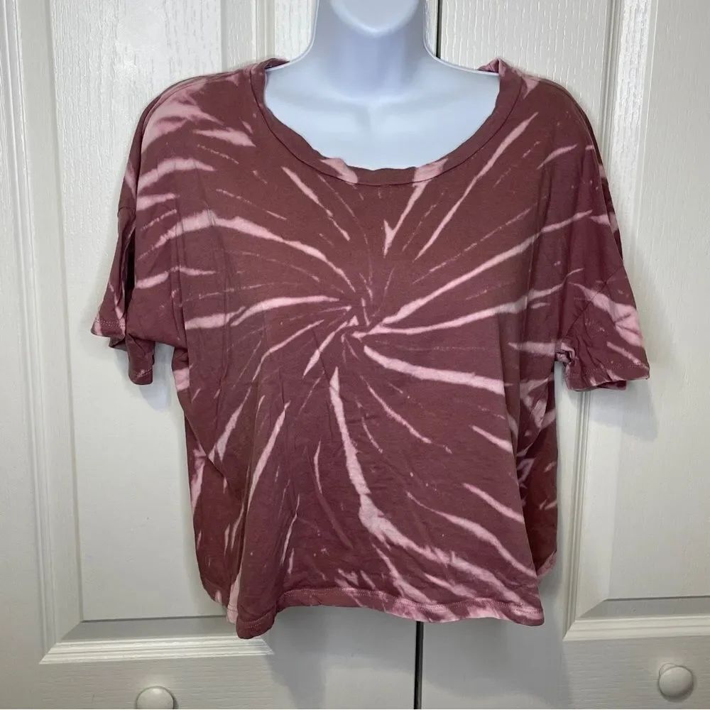 Pink Republic Cropped Tie Dye Short Sleeve Tshirt Pink And Rose Size X-Large